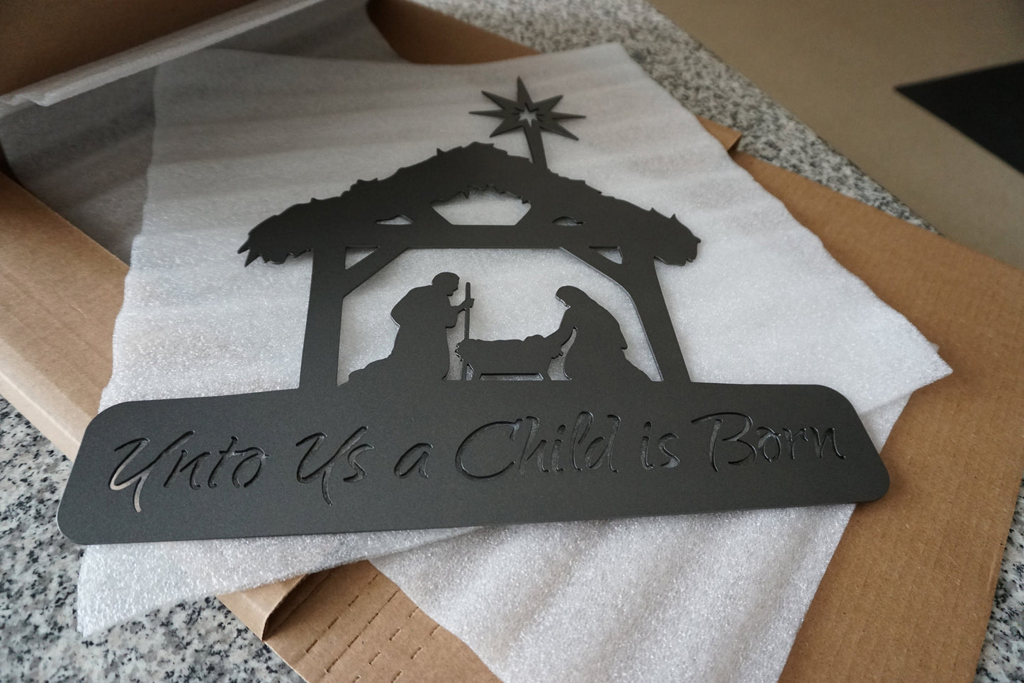 Unto Us a Child is Born Sign, Isaiah 9:6, Metal Christmas Sign, Unto Us a Child is Born