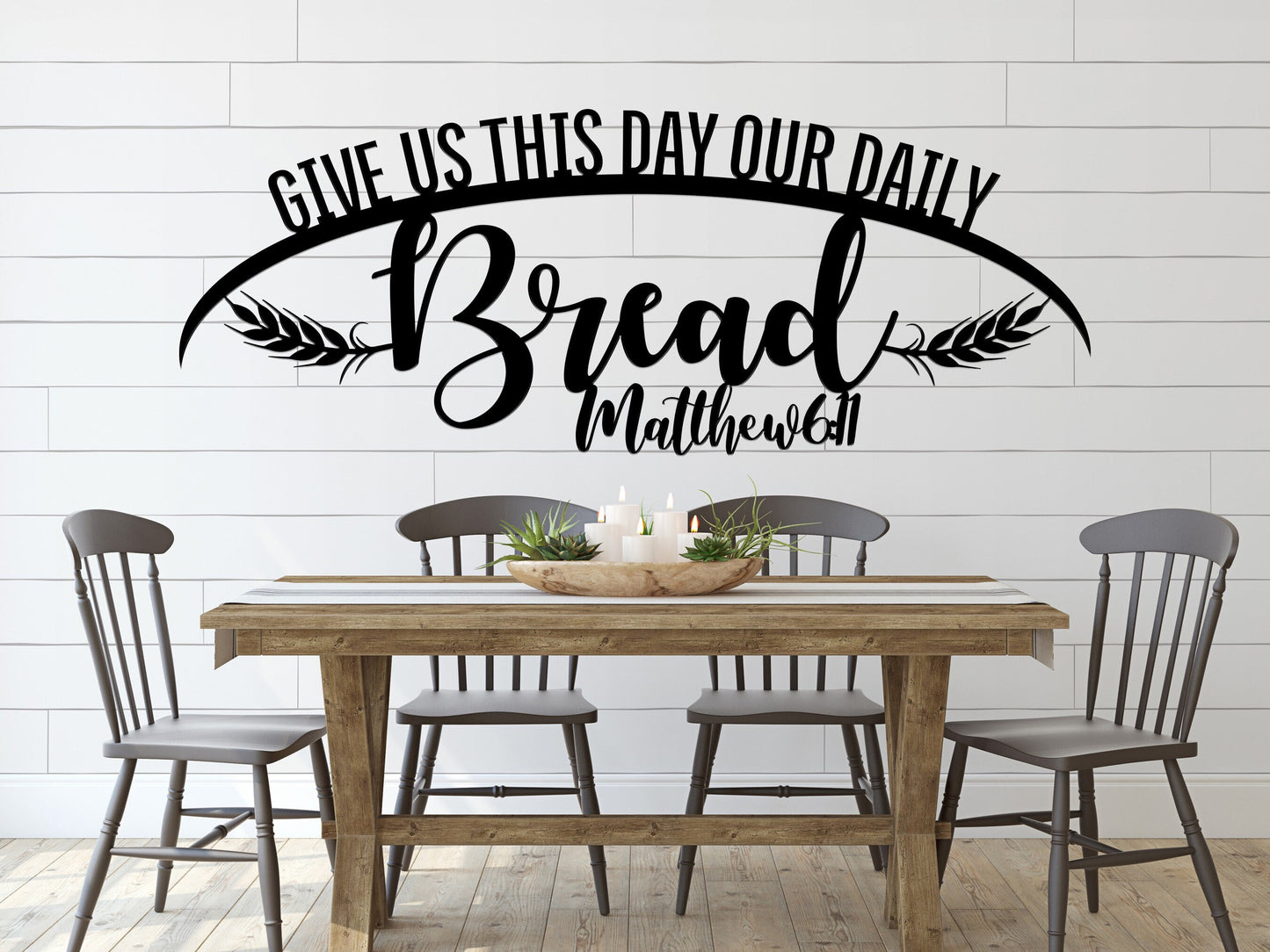 Give Us This Day Our Daily Bread | The Lord's Prayer Metal Scripture Wall Hanging