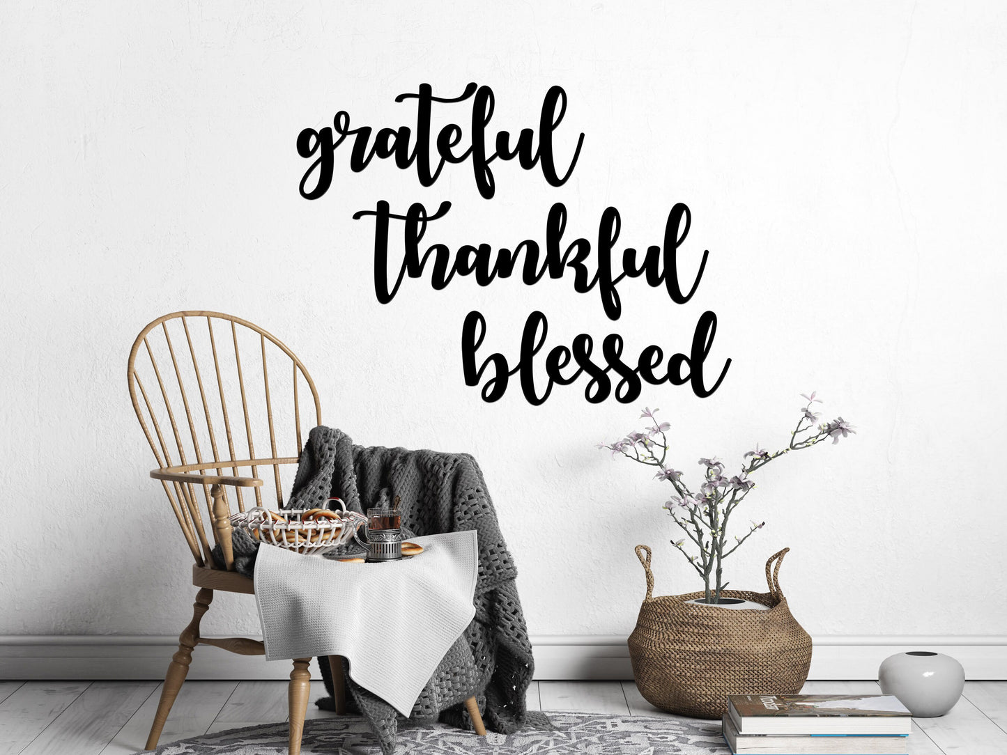 Grateful Thankful Blessed Metal Words or Sign | Set of 3 Pieces