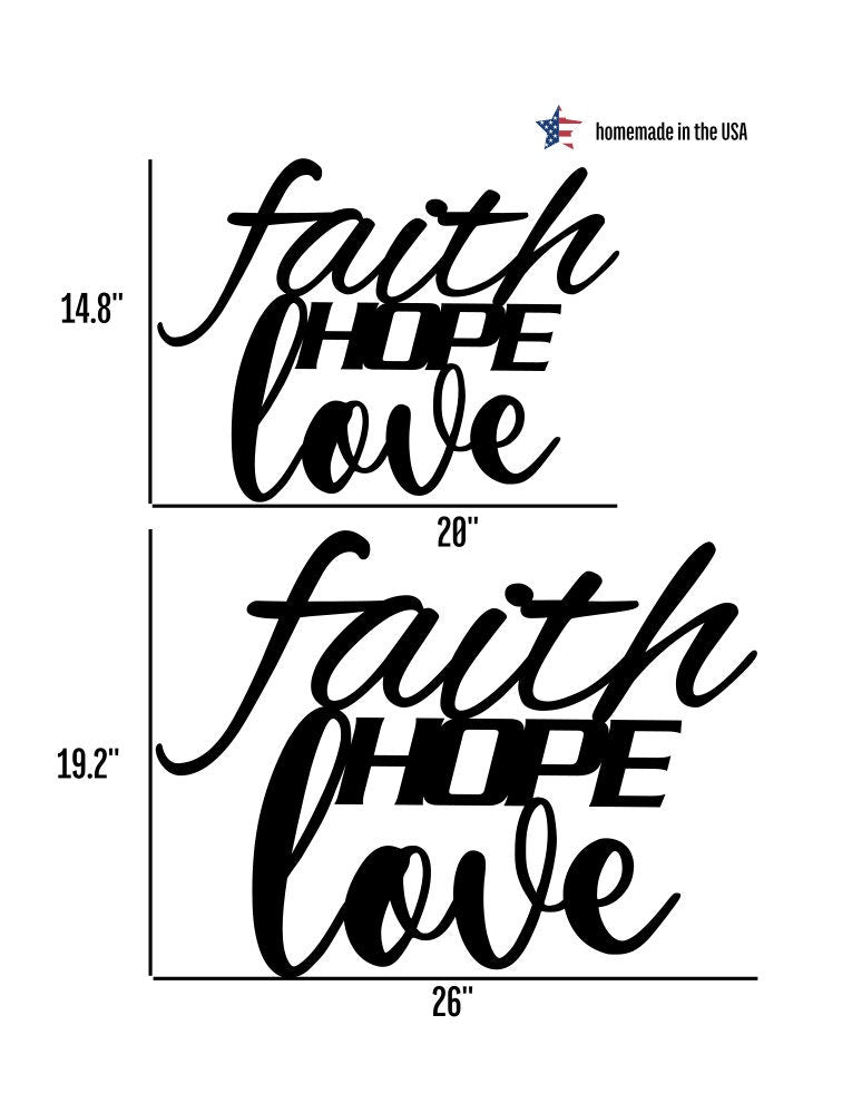 Faith Hope Love Metal Scripture Sign