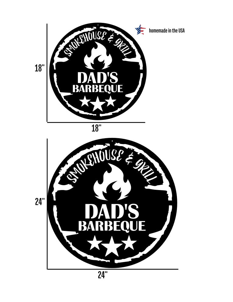 Dad's Barbeque - Smokehouse & Grill Metal Sign