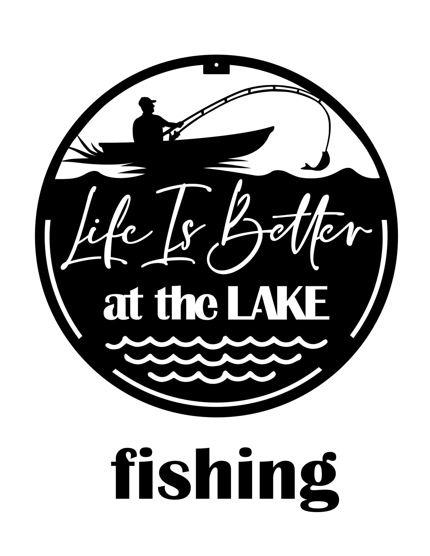 Life is Better at the Lake Metal Sign with Fisherman OR with Pine Trees