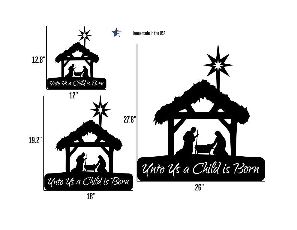 Unto Us a Child is Born Sign, Isaiah 9:6, Metal Christmas Sign, Unto Us a Child is Born